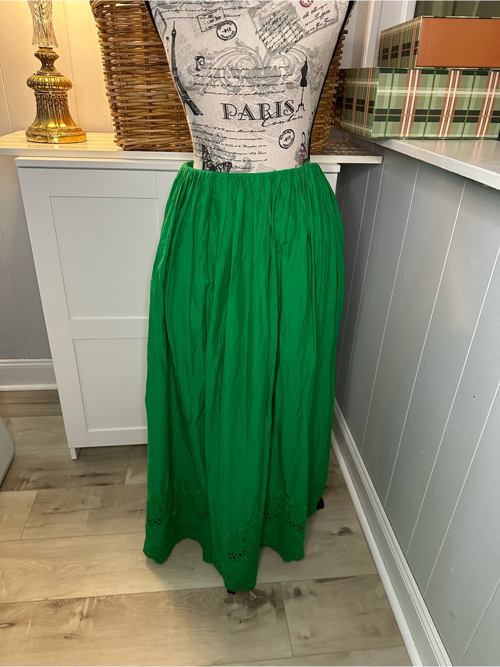 Primark Green Maxi Skirt with Eyelet Hem